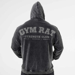 Hoodie Acid wash gym rat black - Pre-venta