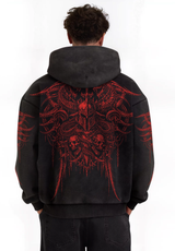 Hoodie Boxy Acid Wash Dark Throne – One