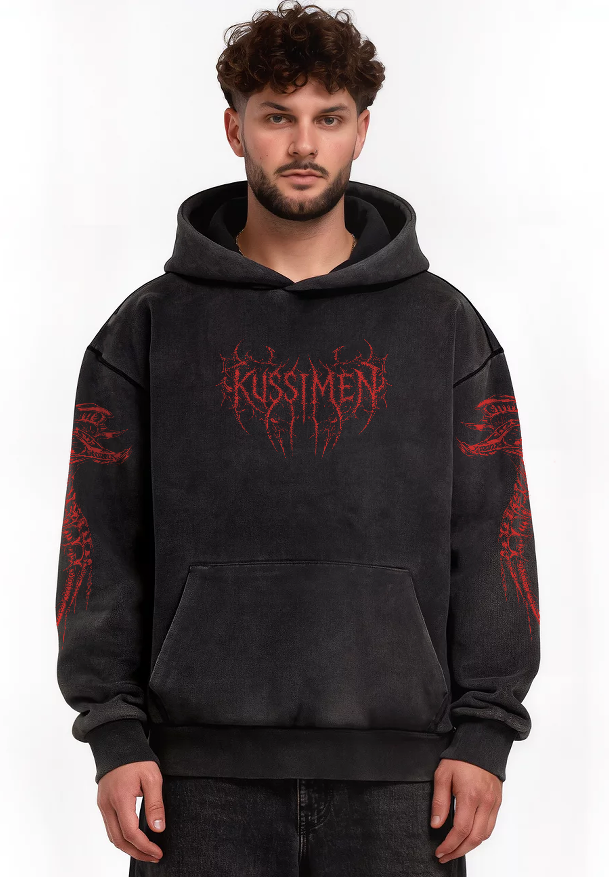 Hoodie Boxy Acid Wash Dark Throne – One