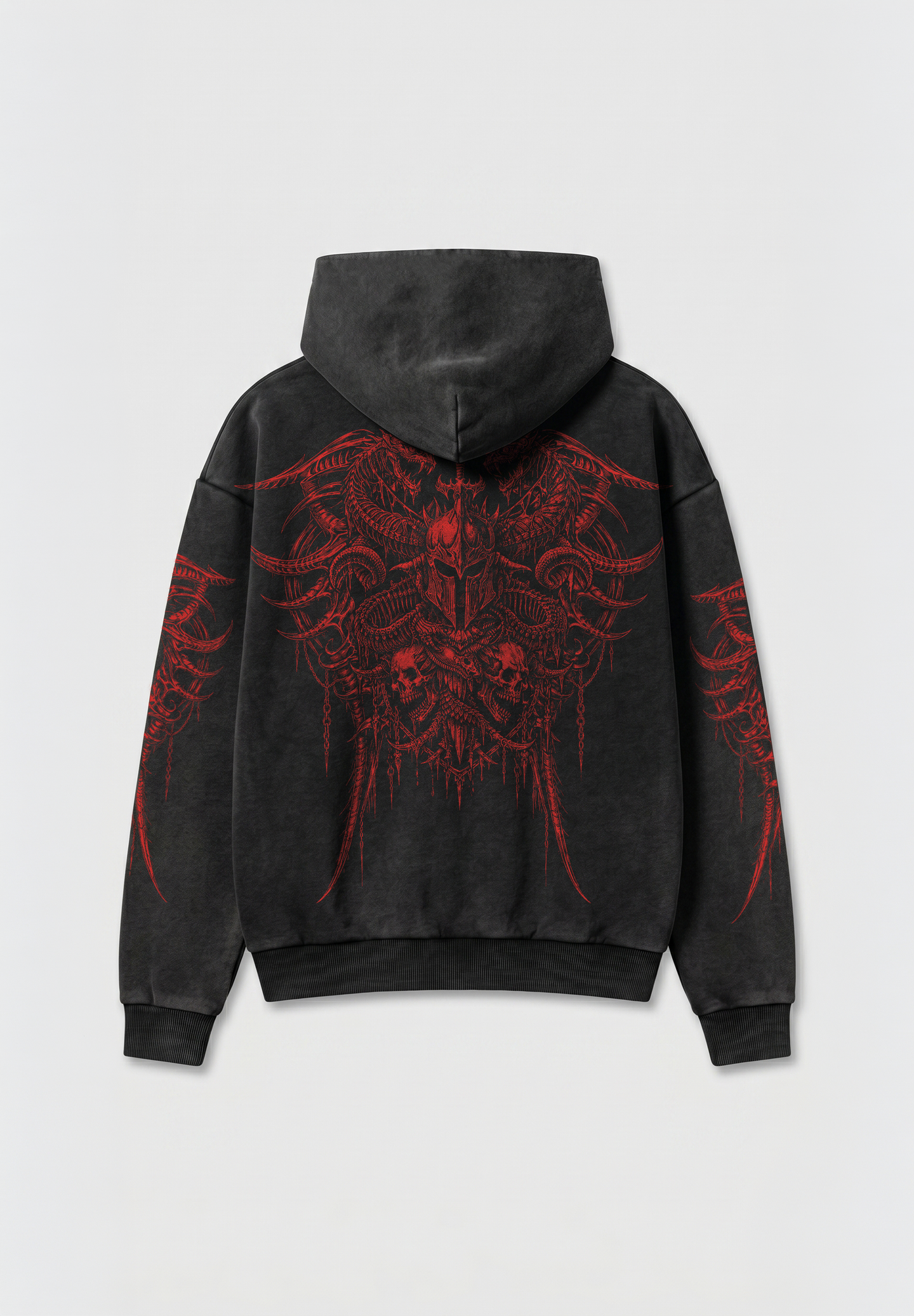Hoodie Boxy Acid Wash Dark Throne – One