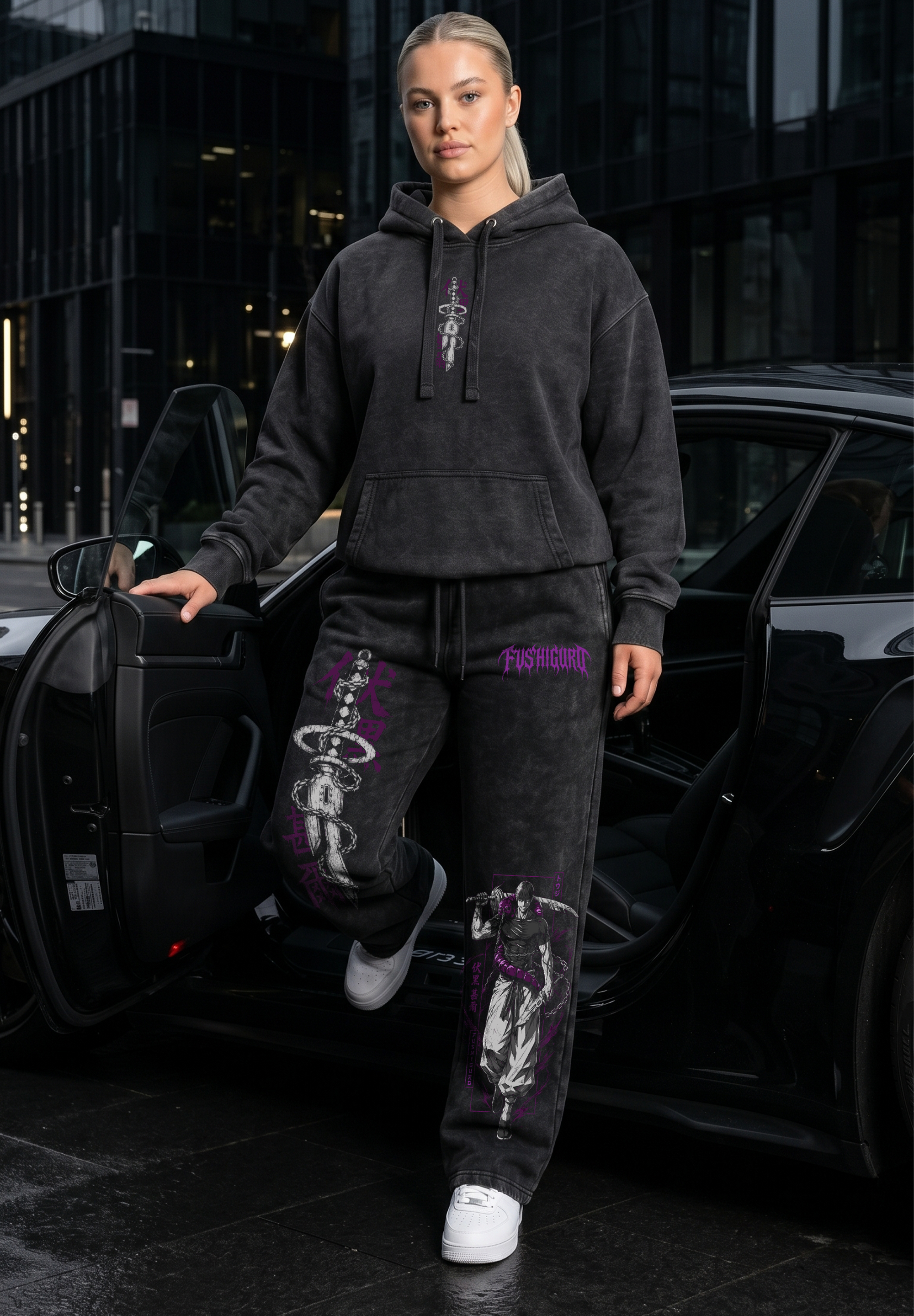 Polerón Acid Wash Toji Fushiguro black / Jujutsu Kaisen