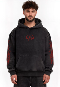 Hoodie Boxy Acid Wash Sukuna Black / Jujutsu Kaisen