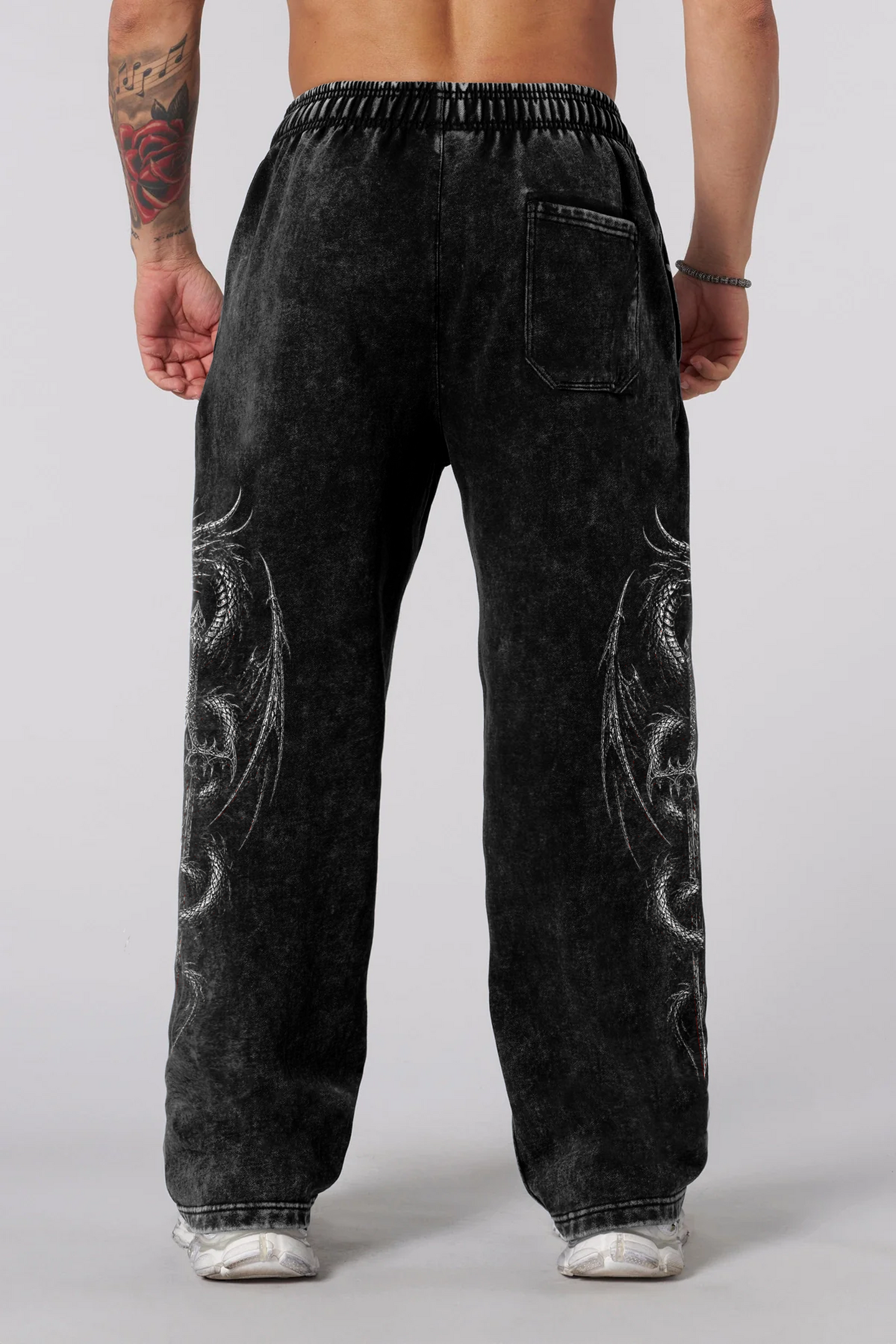 Jogger Oversize Acid Wash Dark Throne - black