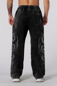 Jogger Oversize Acid Wash Dark Throne - black