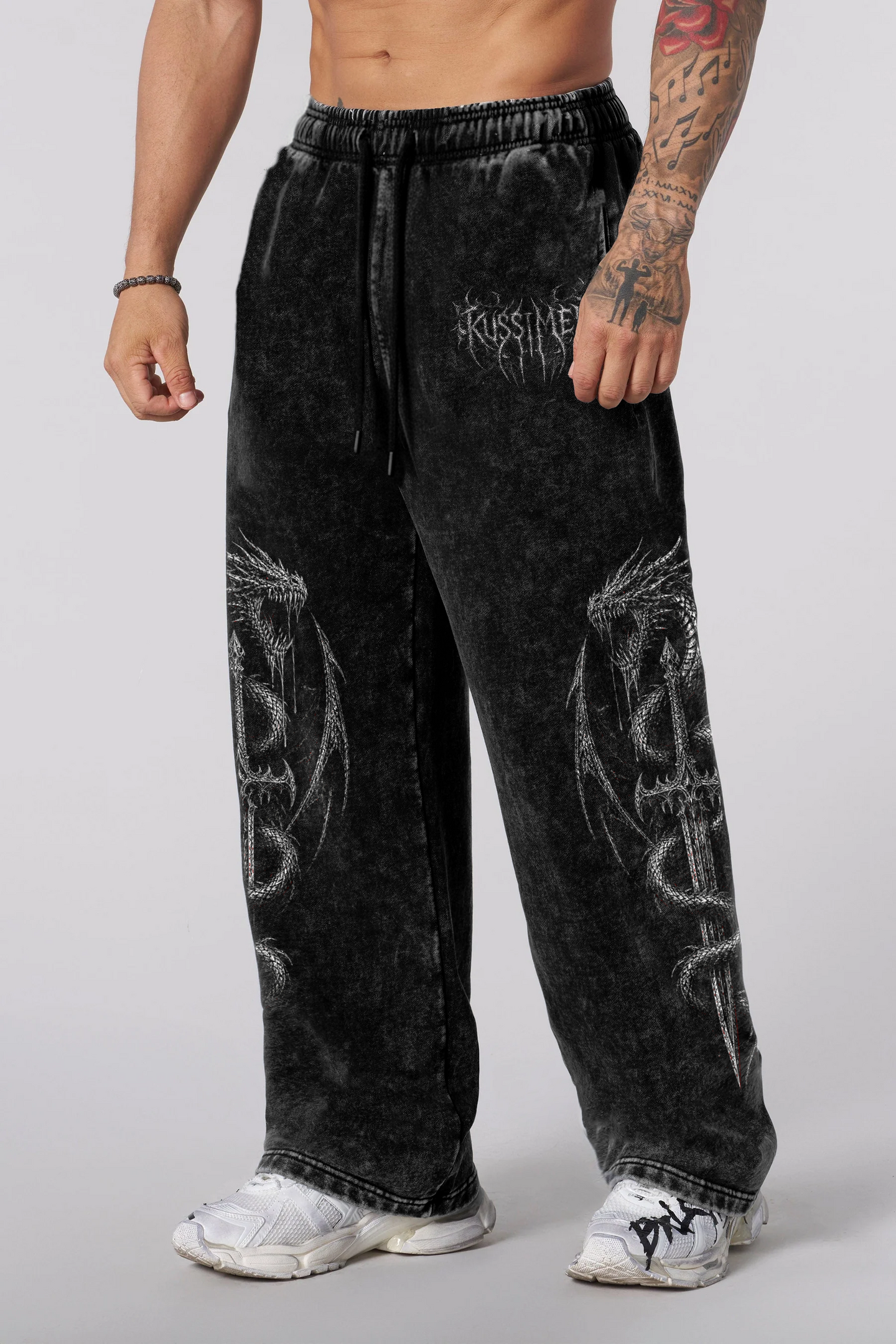 Jogger Oversize Acid Wash Dark Throne - black
