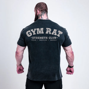 Polera Acid wash gym rat Club black - Pre-venta
