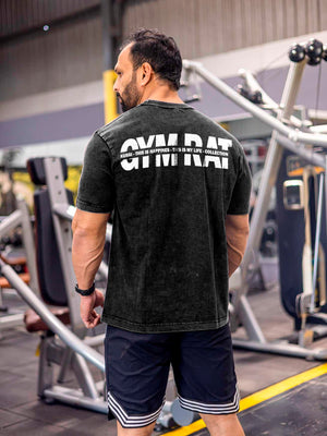Polera basic Acid wash  gym rat - black