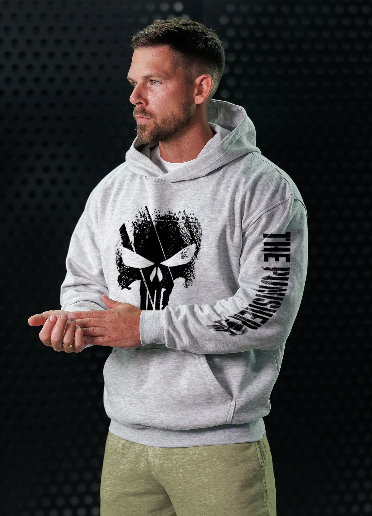 Poleron canguro the punisher Grey - Edicion limitada