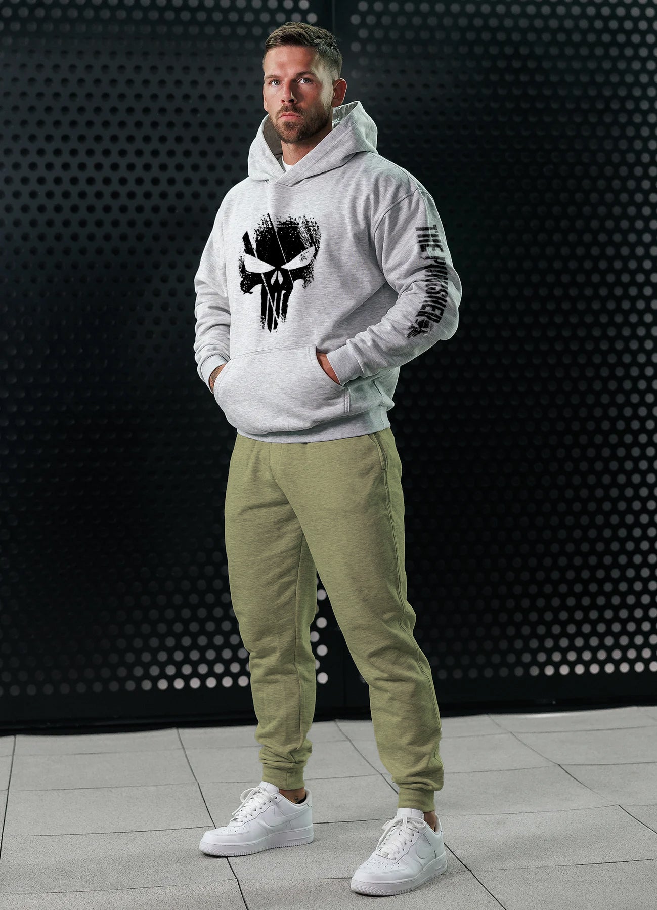 Poleron canguro the punisher Grey - Edicion limitada